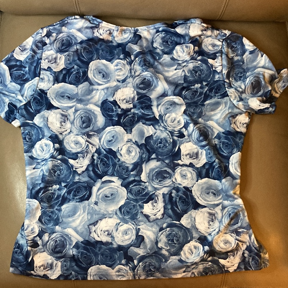 y2k denim blue rose tee stretchy